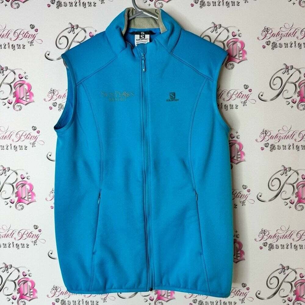 Salomon vest zip up bright Blue Sleeveless warm layer jacket coat vest